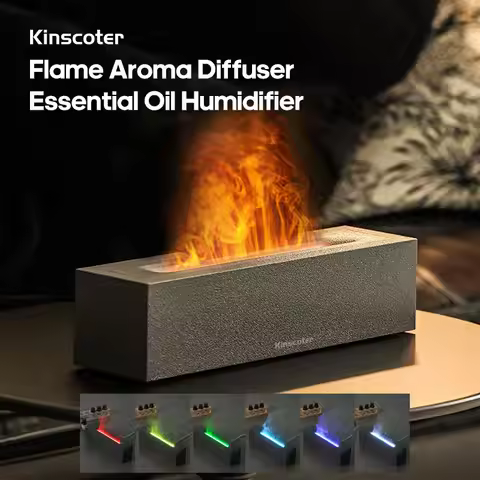 KINSCOTER Flame Aroma Diffuser Air Humidifier Ultrasonic Cool Mist Maker Fogger LED Essential Oil La