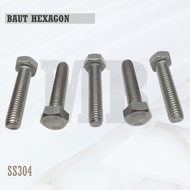 Stainless Hex Bolts M18X130 - Hexagon Bolts 18X130 / M18 X 130 / 18 X 130 SS304 / SUS304 / A2-70 Ful