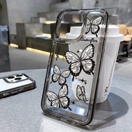 Case for Samsung Galaxy S22 S23 Ultra S22+ S23+ Plus Back Cover Black White Butterfly  Clear Phone C