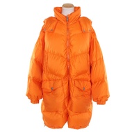 全新 △ CHROME HEARTS QUEENS 925 十字球紐扣匕首拉鍊連帽長羽絨外套 橘色 銀色五金 XL 男款