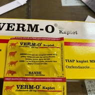 Verm-O 1 kaplet ecer obat cacing ampuh hewan sapi kambing anjing domba pedet cempeobat cacing  ampuh vermo