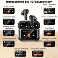 SM T56 Awei Bluetooth Earphones Smart Touch Screen Bluetooth 5.4 ANC+ENC Noise Cancelling Wireless E
