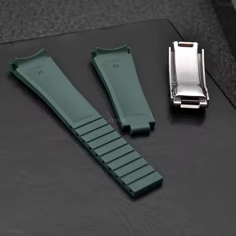 Curved End FKM Rubber Watch Strap 20mm Diving Waterproof Wristband Rubber Watch Band For Rolex Subma