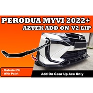 PERODUA MYVI MG3 GEN3 2022 FACELIFT AZTEK V2 FRONT LIP SKIRT V-LIP ADD ON GEAR UP ACE SKIRT BODY KIT