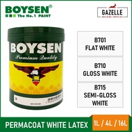 Boysen Permacoat White Latex Arcylic Paint - Flat / Semi-gloss / Gloss - 1L / 4L / 16L