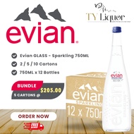 Evian SPARKLING Natural Mineral Water (Glass), 12 Bottles x 750ml (BBD: Sep 2027)