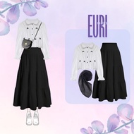PUTIH Euri Set | One Style (White Blouse + Stacked Skirt + Hijab) | Korean Hijab