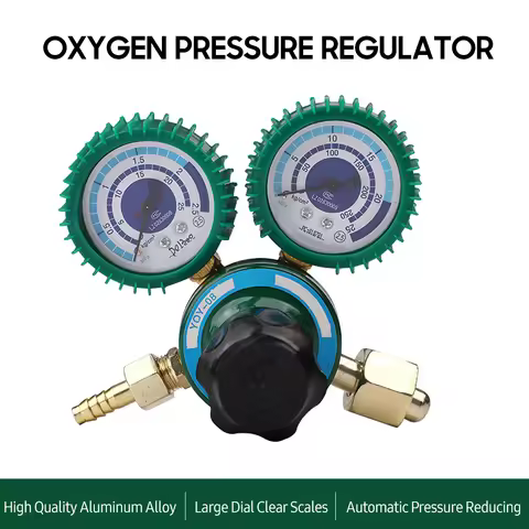 YQY-08 Oxygen Pressure Regulator 0-2.5MPa Welding Gas O2 Pressure Gauge Flow Meter Industrial Oxygen
