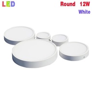 Led Panel Light Surface Mounted Downlight Lighting Led Ceiling Light 12W Round (White)