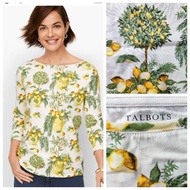 Women's Yellow Lemon Printed 3/4 Sleeve Top T-shirt