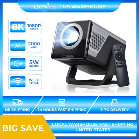 LYNcast X7 4K Android Portable Projector , Ceiling Projection, 4K Decoding, WiFi HDMI Bluetooth for 