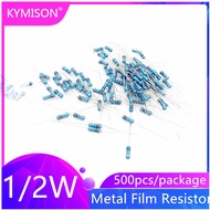 500pcs/Lot 1/2W Metal Oxide Film Resistor 0.5W 1% 100K-1M 150K 200K  300K 330K 470K 750K 910K Five-r