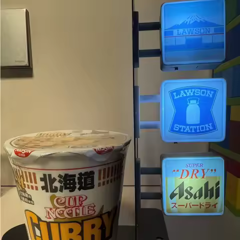Mini Glowing Led Light Box Fridge Magnet Japanese Style 7 Eleven Familymart Lawson Decorative Led Ni