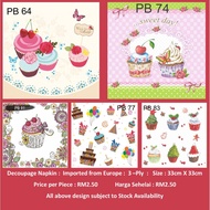 33cm X 33cm Decoupage Napkin - cupcakes