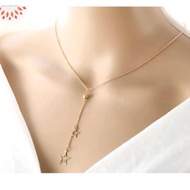 Star necklace, star moon necklace, titanium necklace, Korean chain necklace