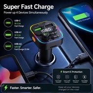 2025 Car FM Transmitter Bluetooth 5.3 Handsfree Wireless Car Kit USB C Car Charger Auto Radio FM Mod