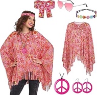 Hippie Costume Women's Set, 60s 70s Costume Women, Strike Move Outfit, Disco Outfit, Hippie Accessor