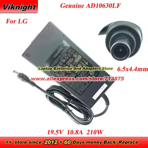 Genuine AD10630LF AC Adapter 19.5V 10.8A 210W for LG 45GR95QE 32GQ950 MONITOR 34GS95QE-B with 6.5x4.