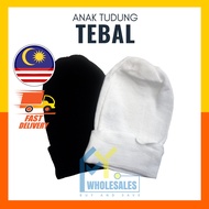 Thick Foldable Headscarf for Primary School 2-Piece Middle School (White & Black) - AT002