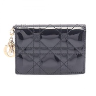 【二手】迪奧 Lady Dior Cannage 卡包，黑色漆皮，女款