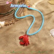 ARMARIO Crab Necklace, Childishness Design Boho Style Boho Necklace,  Beaded Pendant Enamel Crab Han