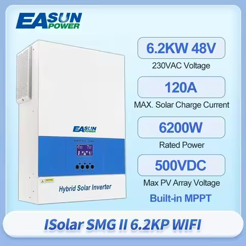 EASUN POWER Hybrid Solar Inverter 6200W Pure Sine Inverter 120A MPPT Solar Charge Controller 48V 220