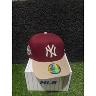 MLB NY MAROON CREAM BASEBALL CAP Original CAPS MEN'S HAT/ Wanita HAT/ WITH BOX
