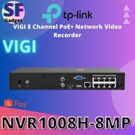 TP-Link NVR1008H-8MP VIGI 8 Channel PoE+ Network Video Recorder  8x 10/100 Mbps PoE+ | 113W PoE budg