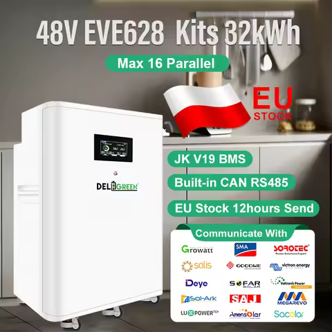 EU Stock EVE 48V628AH Lifepo4 Battery DIY Kts JKV19 BMS CAN RS485 2A Active Balancer VAT Free 32kWh 