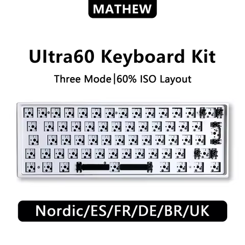 MATHEW Ultra60 Customized Mechanical Keyboard Kit ISO QWERTZ 60% Spanish/German/French/UK/Nordic AZE