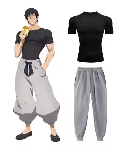 Anime Jujutsu Kaisen Toji Compression Shirt Set Casual Performance Set Men's Athletic Workout Quick 