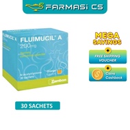 Fluimucil A 100mg ( N-Acetylcysteine ) Orange Flavours 30 sachets EXP:10/2026 [ FARMASI CS ]