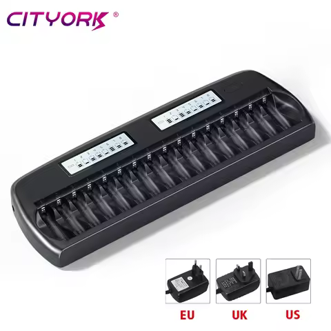 CITYORK 100% Original 10/12/16/24/36 Slots 1.2V Smart Battery Charger LCD Display for AA AAA Ni-MH N