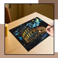 Scratch Art A3 Size City Night Scene Scratch Painting Art (4pc/pkt)