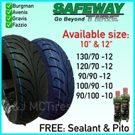 SAFEWAY TIRE 10" & 12", TUBELESS (FREE SEALANT & PITO) For Burgman, Gravis, Avenis, Fazzio, etc.