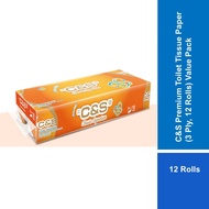 C&S Premium Toilet Tissue Paper (3 Ply, 12 Rolls) Value Pack