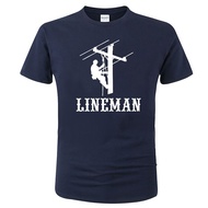 เสื้อยืดผ้าฝ้ายพิมพ์ลายขายดี Lineman เสื้อยืดคอกลม แขนสั้น ผ้าฝ้าย พิมพ์ลายช่างไฟฟ้า แฟชั่นฤดูร้อน สําหรับผู้ชาย