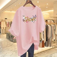Clothing Fashion Large Size Top Short-Sleeved t-Shirt Printed Medium-Length Candy Color Medium M-5XL