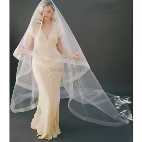 Horsehair Edge Bridal Veil One Layer Without Comb Customized Wedding Veil