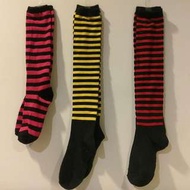 條紋襪子 桃粉紅色 黃色蜜蜂 紅色 及膝襪 啦啦隊襪