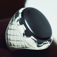 聖誕禮物 男士 勃艮第紅也門Aqiq瑪瑙戒指 手工男戒