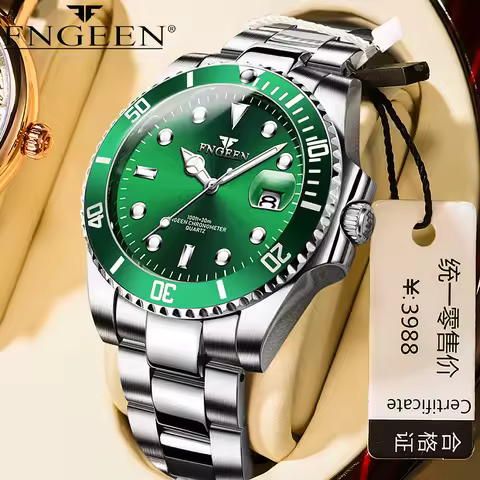 FNGEEN Fashion Ultra-thin Mens Watches Quartz Sport Business Date Watch Luxury Stainless Steel Water