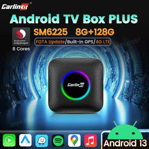 CarlinKit CarPlay Ai Android 13 TV Box LED SM6225 Wireless Android Auto Car Play Smart TV Box Suppor