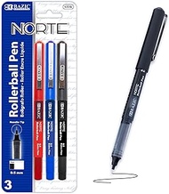 BAZIC Norte Assorted Color Needle-Tip Rollerball Pen (3/Pack), 24-Pack