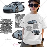 【220G 100%Cotton】NELLY Porsche 911 GT3 RS Print T -shirt -Cotton for child Boys T-Shirts Tops