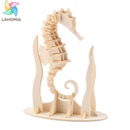 lahomia 3D Puzzle Sea Horse Cute Hobby Seahorse Puzzle Wood Craft for Kids Children