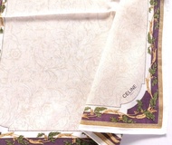 Celine Paris 古著手帕 花卉植物 口袋巾 20 x 20 英吋