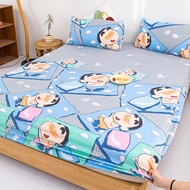 Crayon Shin-chan Bedsheet Cute Cartoon Anime Fitted Sheet for Kid Soft Brushed Mattress Protector Cover Single Queen King Size Cadar 卡通 儿童 床单
