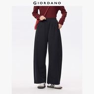 GIORDANO Women Pants Faux Woolen Knit Elastic Waist Pants Forward Seam Wide Leg Chic Fashion Smart C
