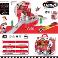 Fire Rescue Police Car Track Vehicle Toy Tote Track Cars Parking Garage Lots Adventure Cars Toys Kid